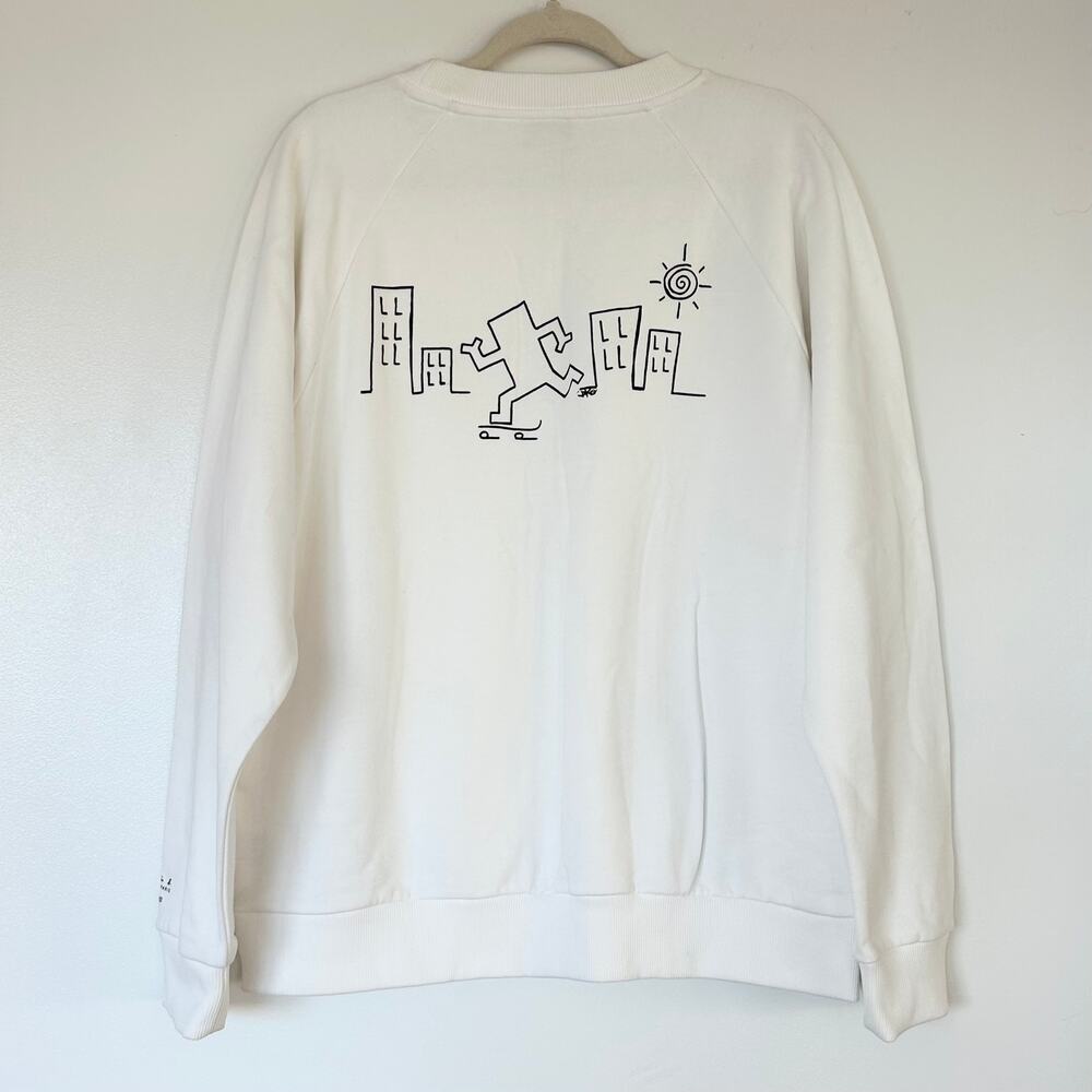 agnès‎ b. HOMME JOKO Artist Graphic Sweatshirt Cityscape Skateboard White 4